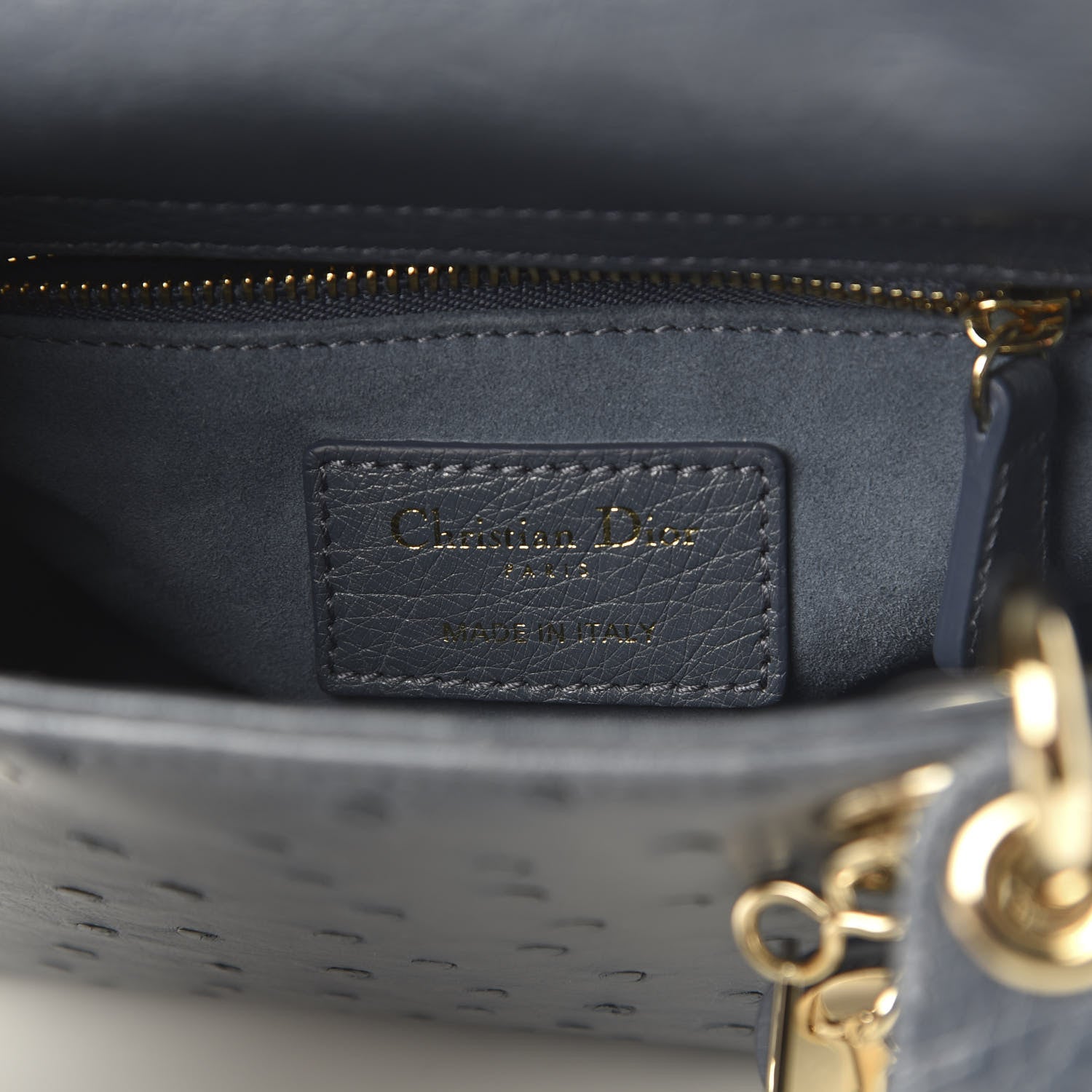 Christian Dior Ostrich Mini Lady Dior Dark Grey 8 of 9