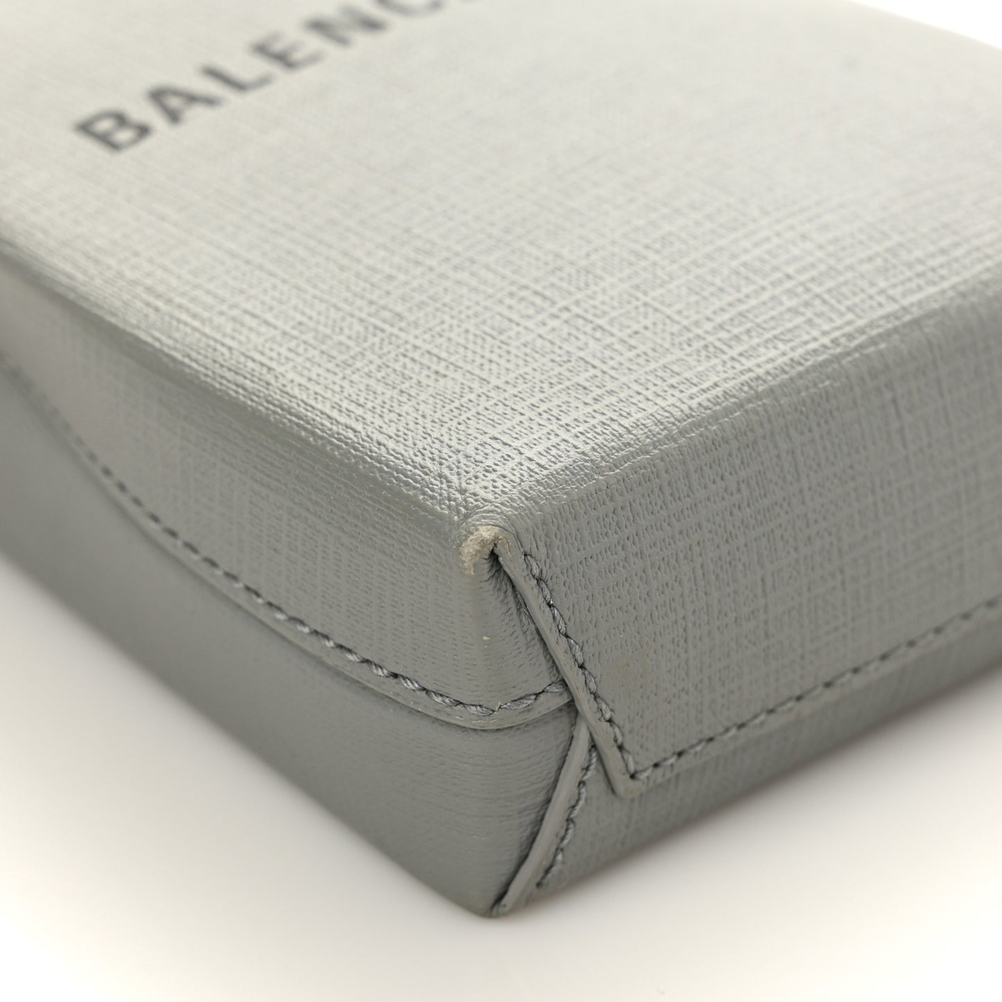 Squared Calfskin Logo Shopping Phone Holder Bag Balenciaga Grey