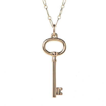Tiffany 18K Yellow Gold Small Oval Key Pendant Link Necklace 4 of 7