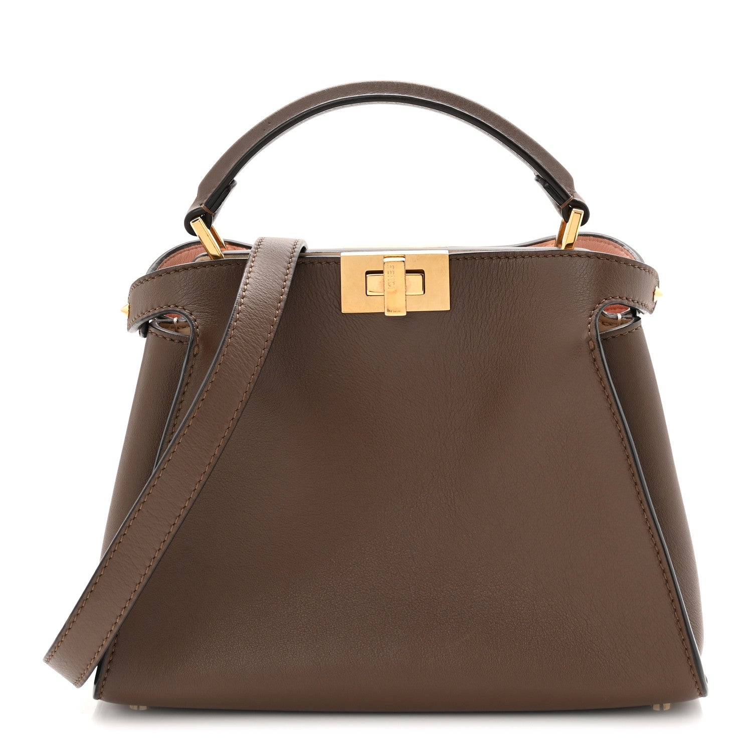 Fendi Vitello Tahiti Burro Bi-Color Medium Peekaboo Iconic Essentially Satchel Maya Camelia Confetto 1 of 10