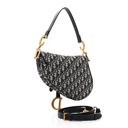 Christian Dior Oblique Saddle Bag With Strap Blue 3 of 10