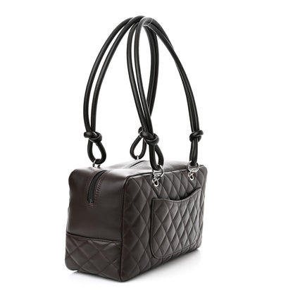 Chanel Calfskin Quilted Large Cambon Bowler Dark Brown 3 of 9