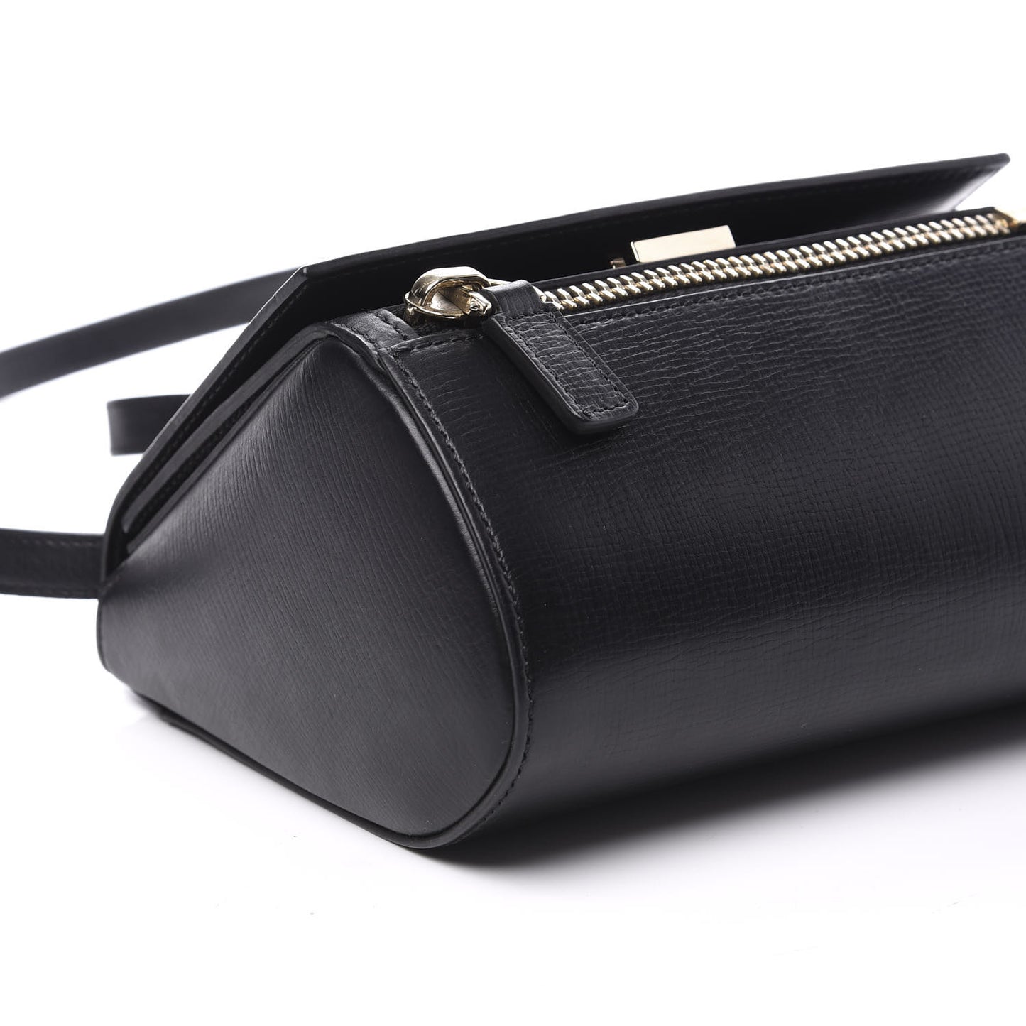 Textured Calfskin Mini Pandora Box Crossbody Bag Black