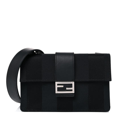Fendi Recycled Nylon Vitello Grace Light Pequin Baguette Belt Pouch Black 1 of 9