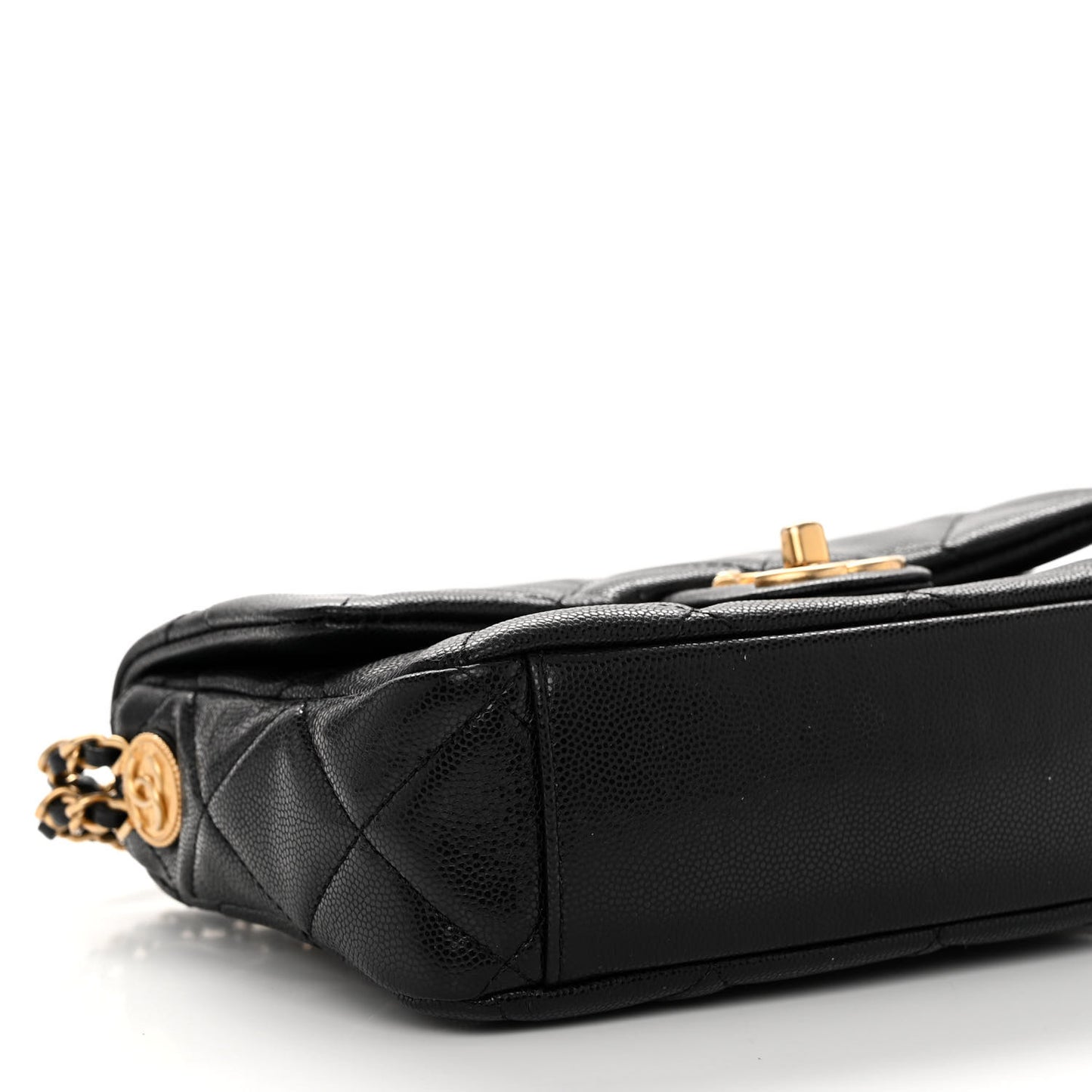 Caviar Quilted Small Twist Your Buttons Flap Black