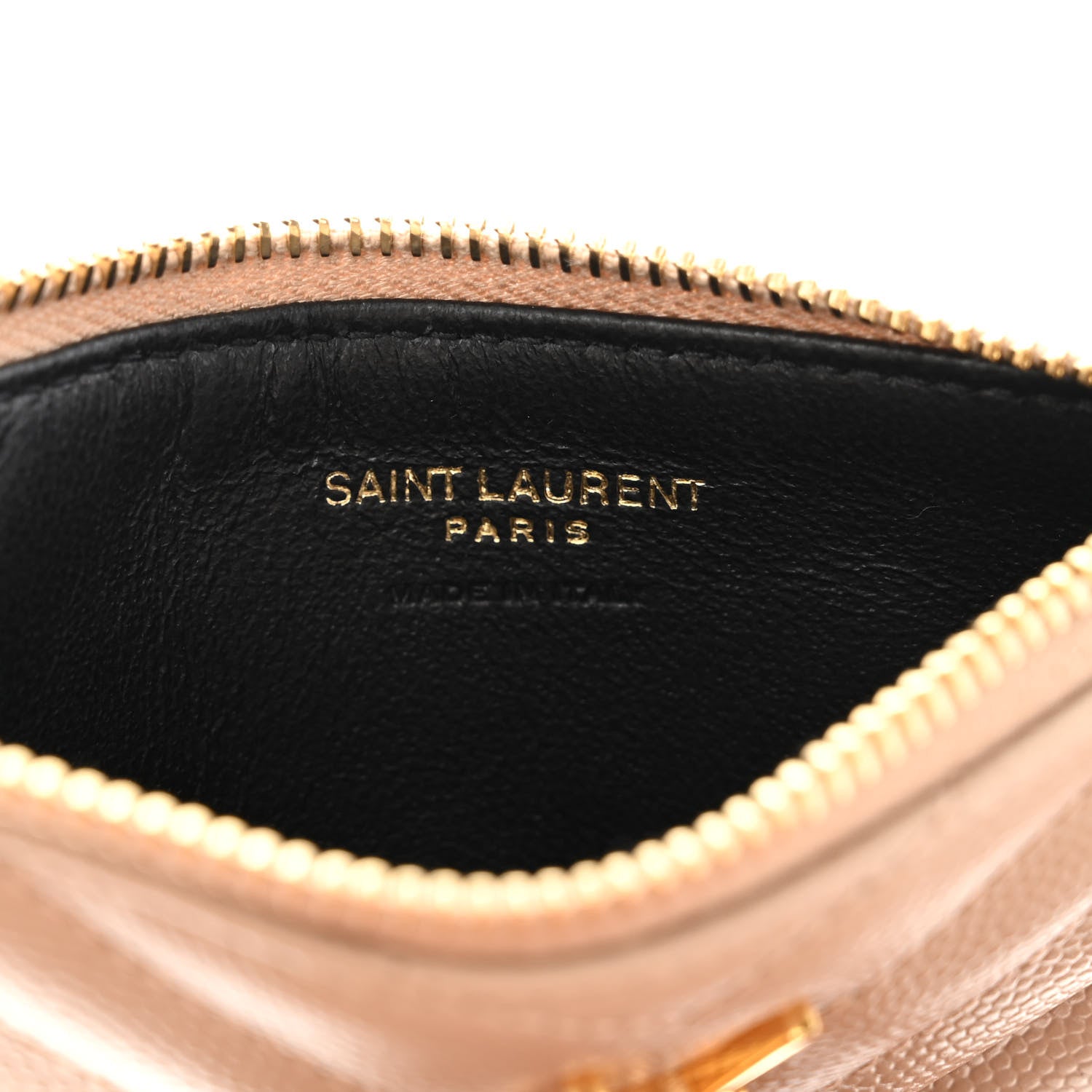 Saint Laurent Monogram Grain de Poudre 5 Fragments Zip Pouch Card Holder Dark Beige 6 of 8