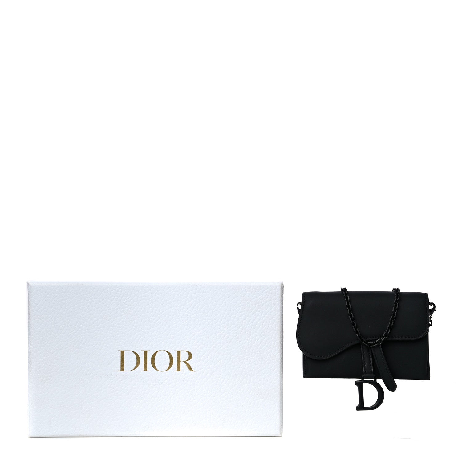 Christian Dior Ultra Matte Calfskin Nano Saddle Chain Pouch Black 10 of 10