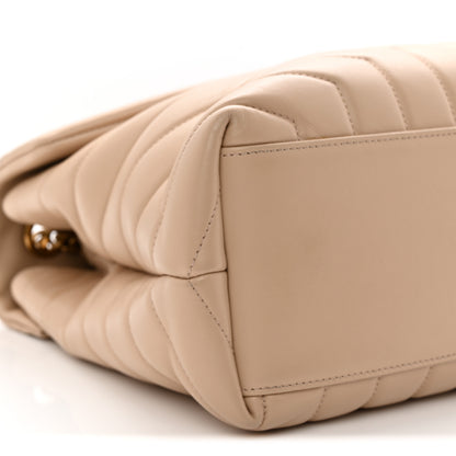 Saint Laurent Calfskin Y Quilted Monogram Medium Loulou Chain Satchel Nude Powder 9 of 11