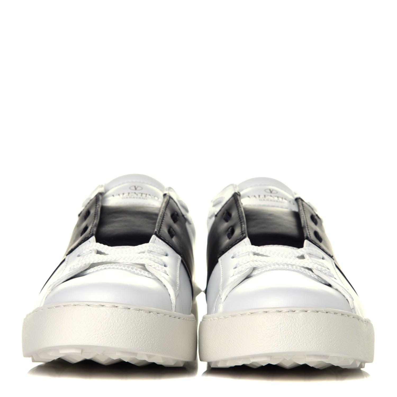 Valentino Garavani Calfskin Womens Rockstud Open Sneakers 41 White Black 2 of 10
