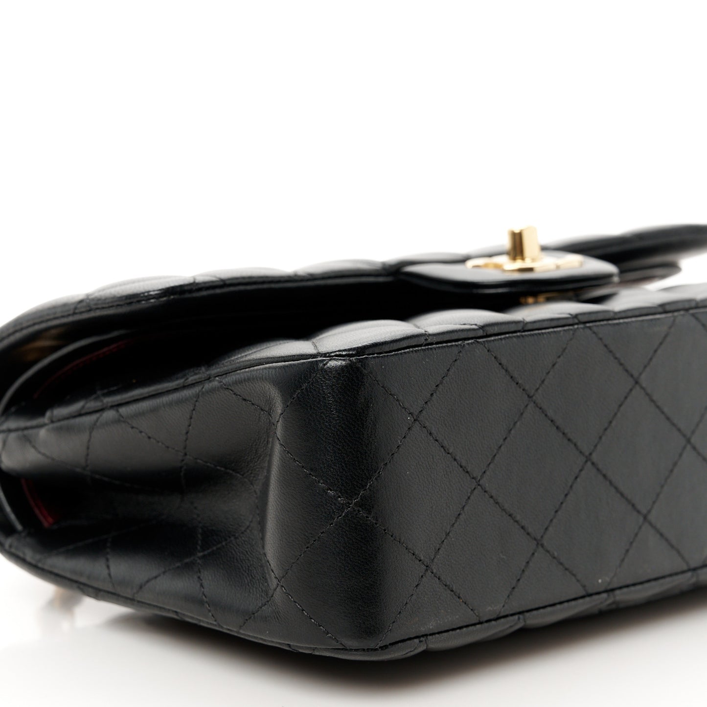 Lambskin Quilted Small Double Flap Black