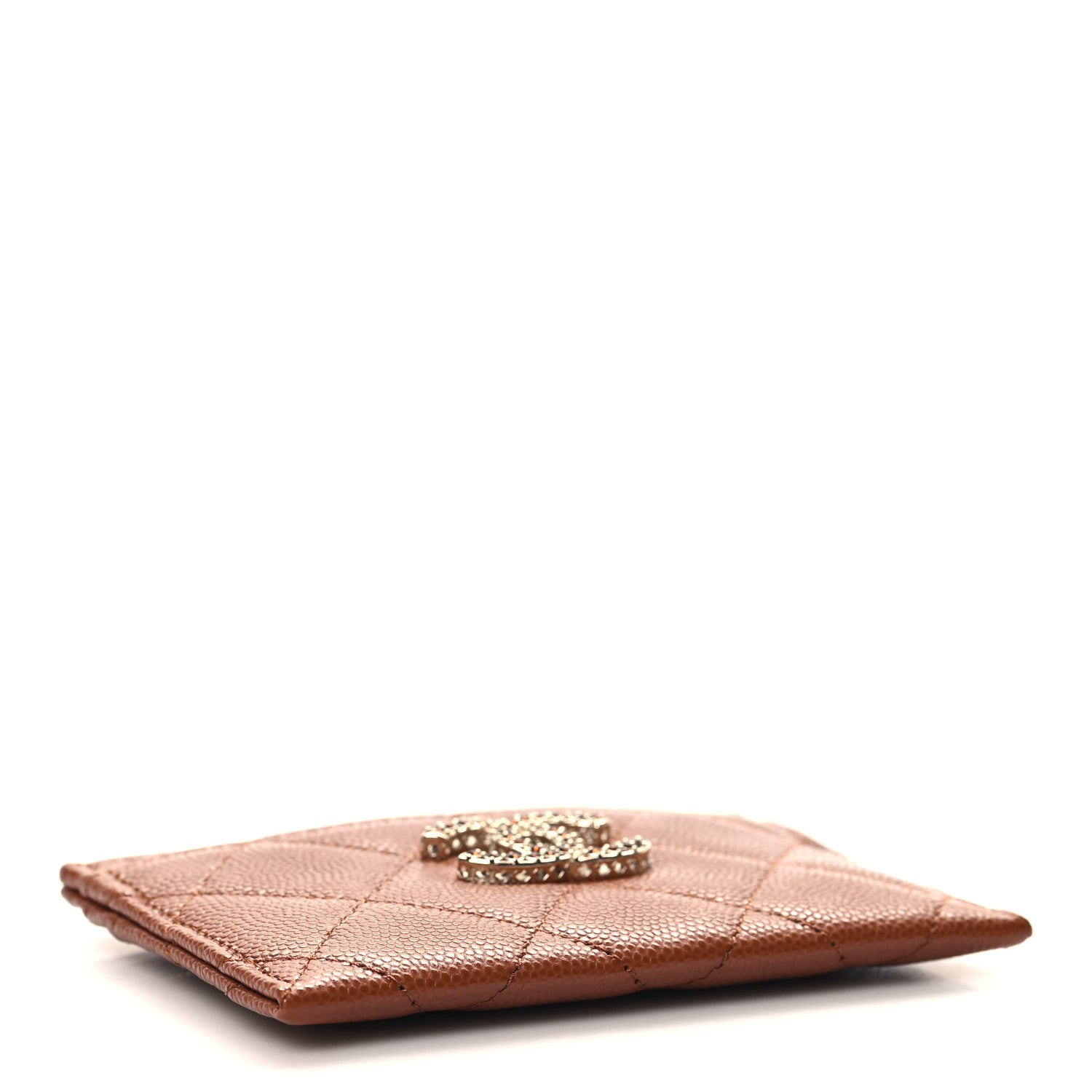 Chanel Shiny Caviar Quilted Strass Quilted Crystal Card Holder Brown 4 of 9