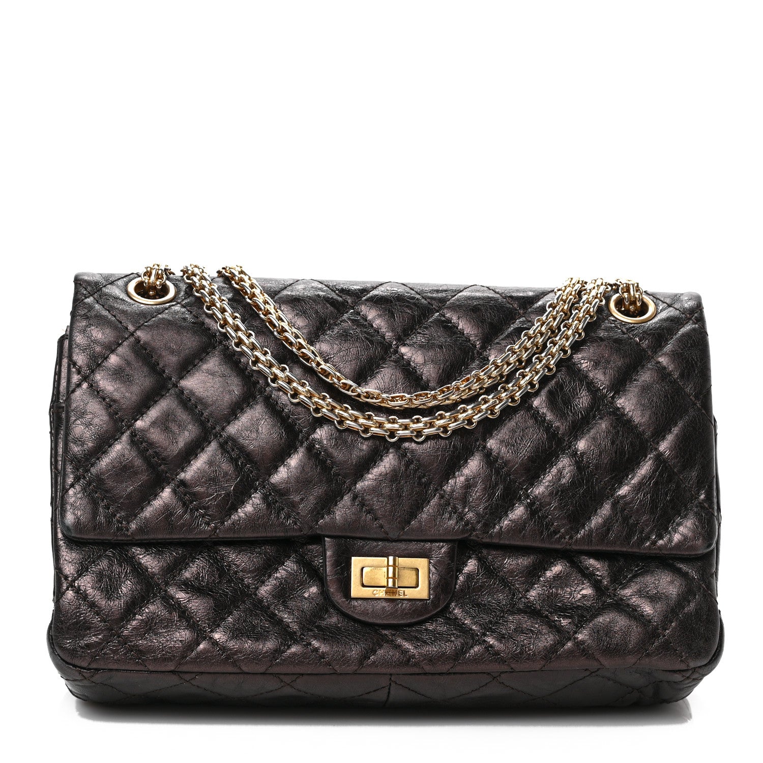 Chanel Metallic Aged Calfskin Quilted 2.55 Reissue 226 Flap Brown 1 of 8