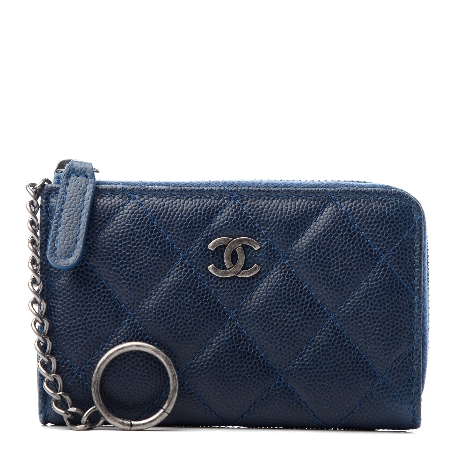 Chanel Caviar Quilted Key Holder Case Navy 1 of 7