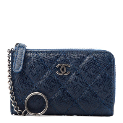 Chanel Caviar Quilted Key Holder Case Navy 1 of 7