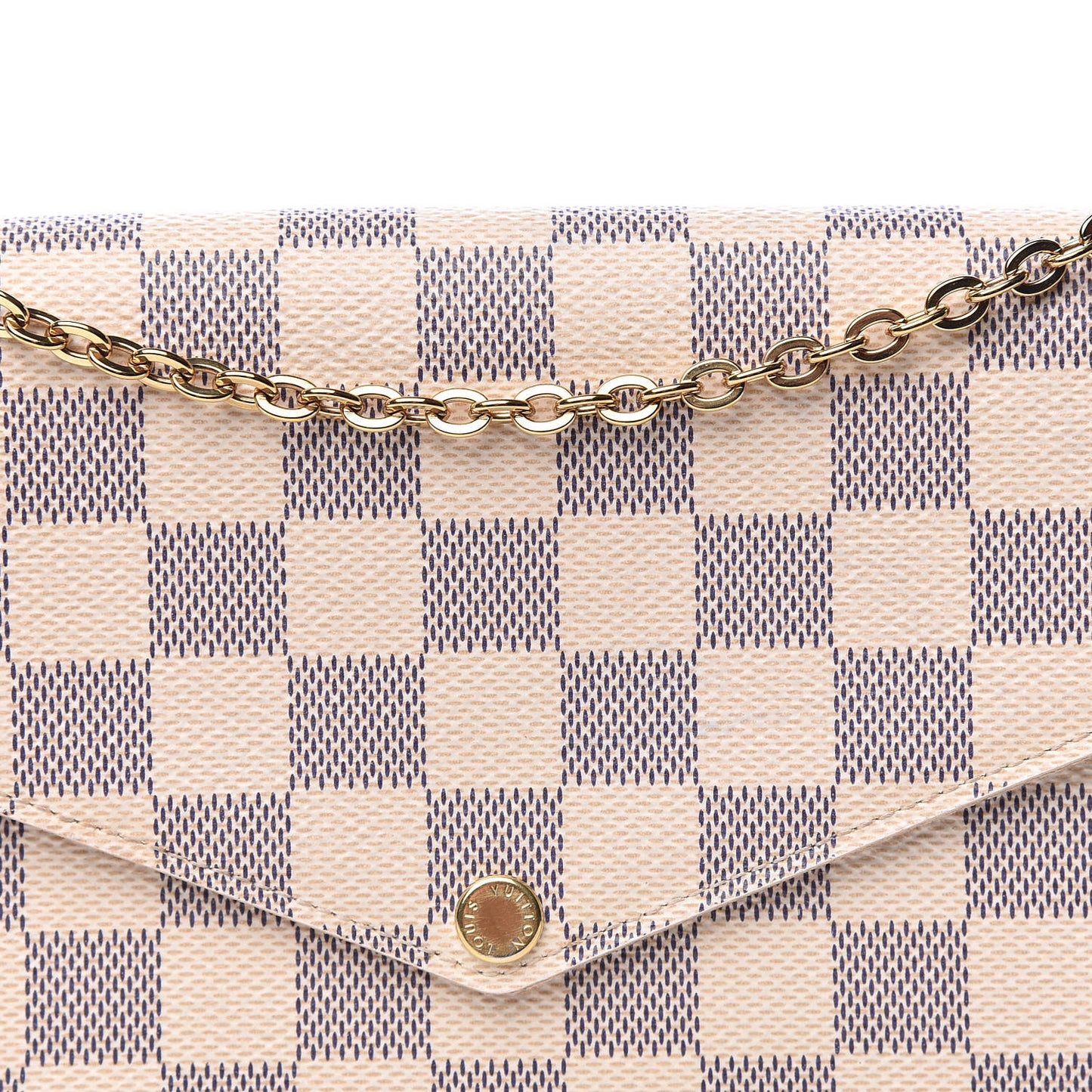 Damier Azur Pochette Felicie Chain Wallet Rose Ballerine