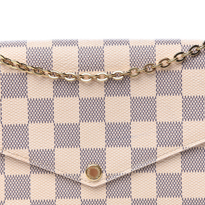 Louis Vuitton Damier Azur Pochette Felicie Chain Wallet Rose Ballerine 17 of 17
