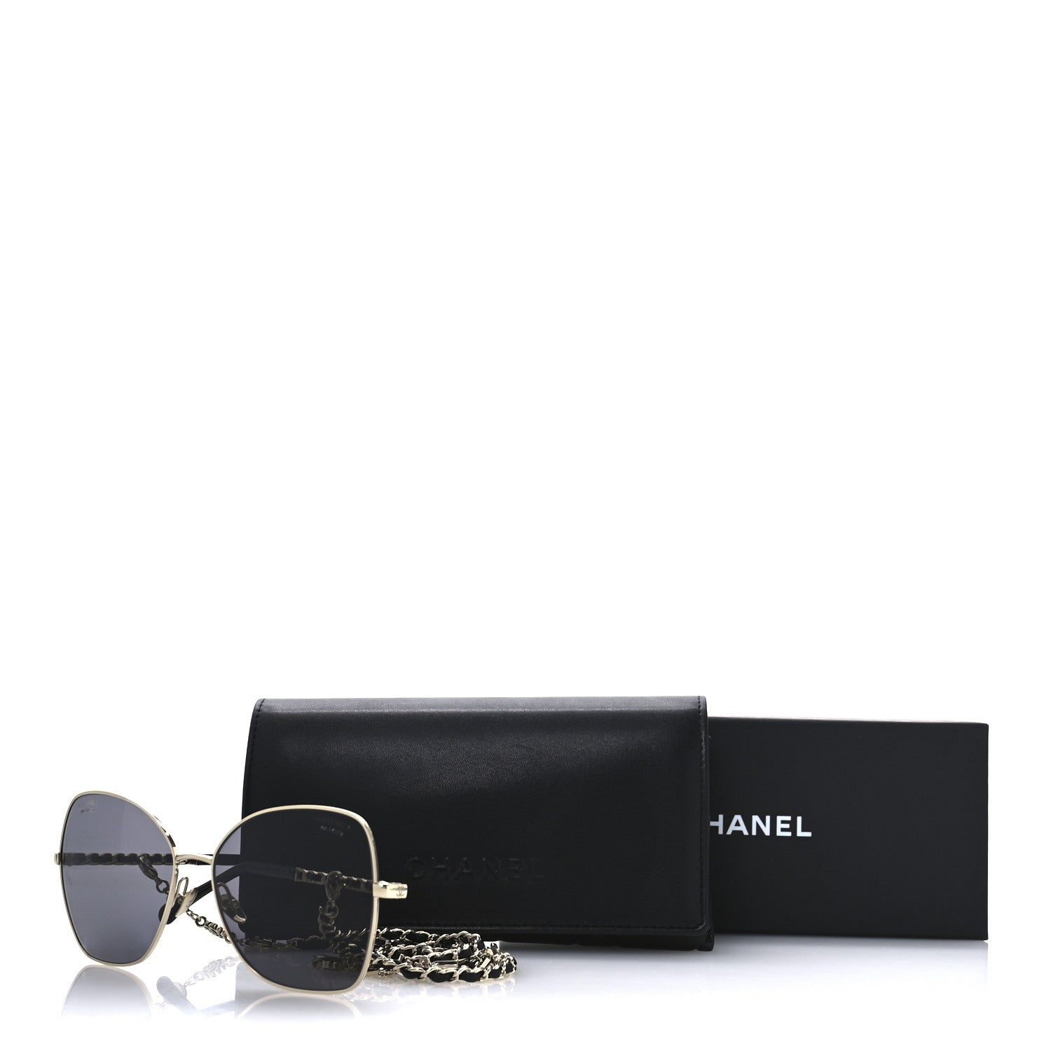 Chanel Metal Square Frame Chain Sunglasses 4274-Q Gold Black 9 of 9