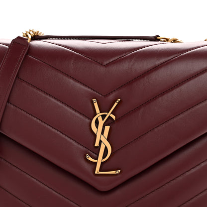 Saint Laurent Calfskin Y Quilted Monogram Medium Loulou Chain Satchel Rouge Legion 8 of 11