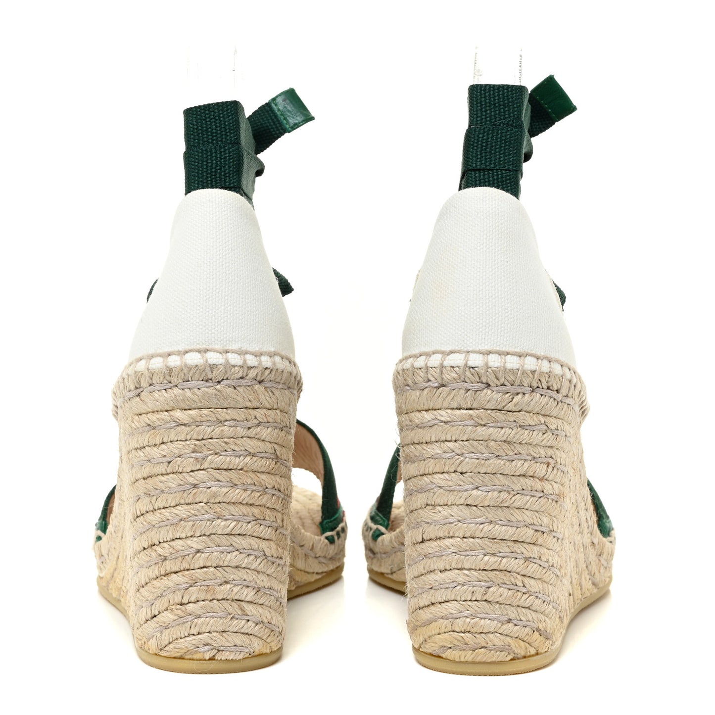 Canvas Malaga Kid Web Ankle Wrap Espadrille Wedge Sandals 38.5 Green Red Mystic White Emerald