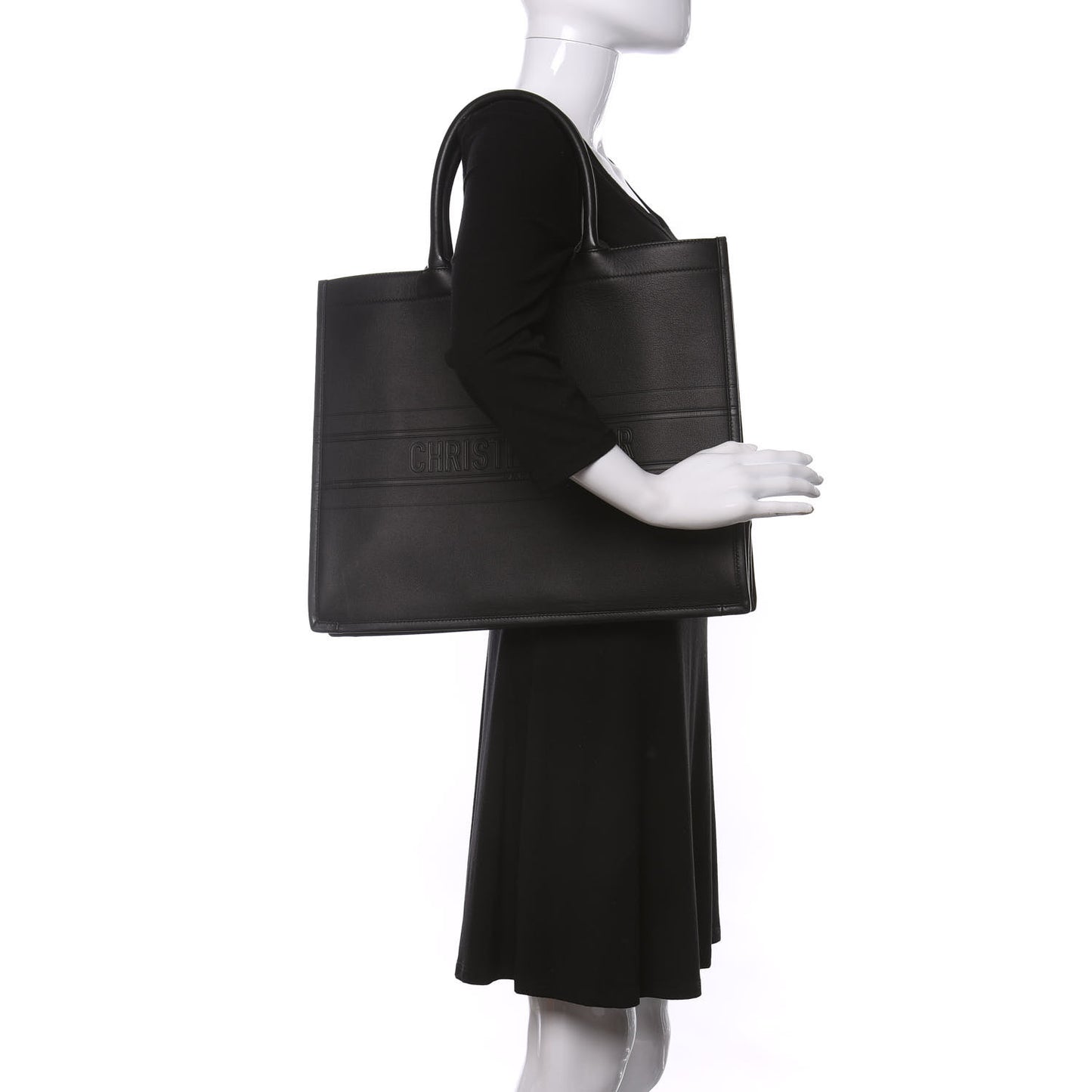 Calfskin Embossed Large Book Tote Black