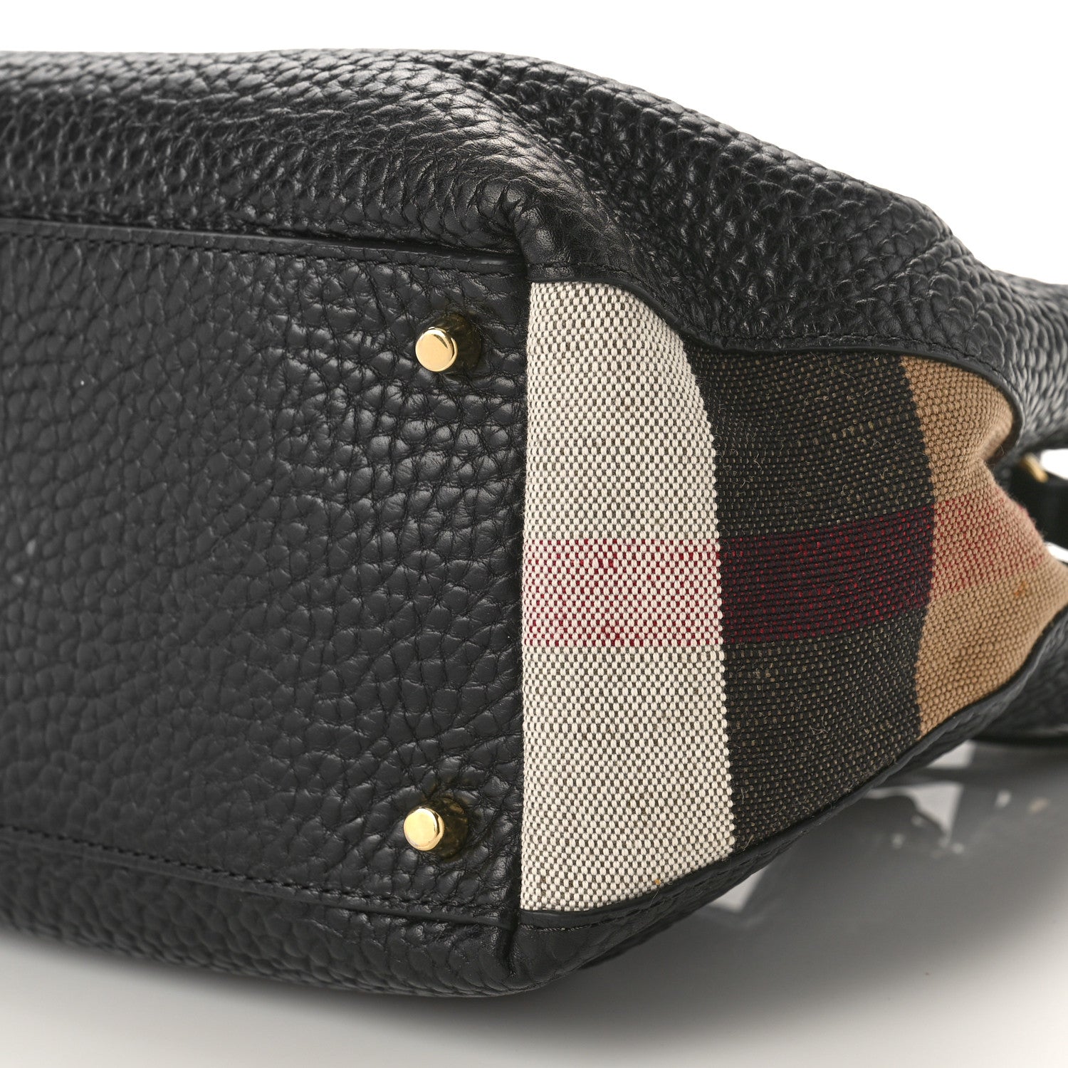 Burberry Grainy Calfskin House Check Small Maidstone Black 8 of 8