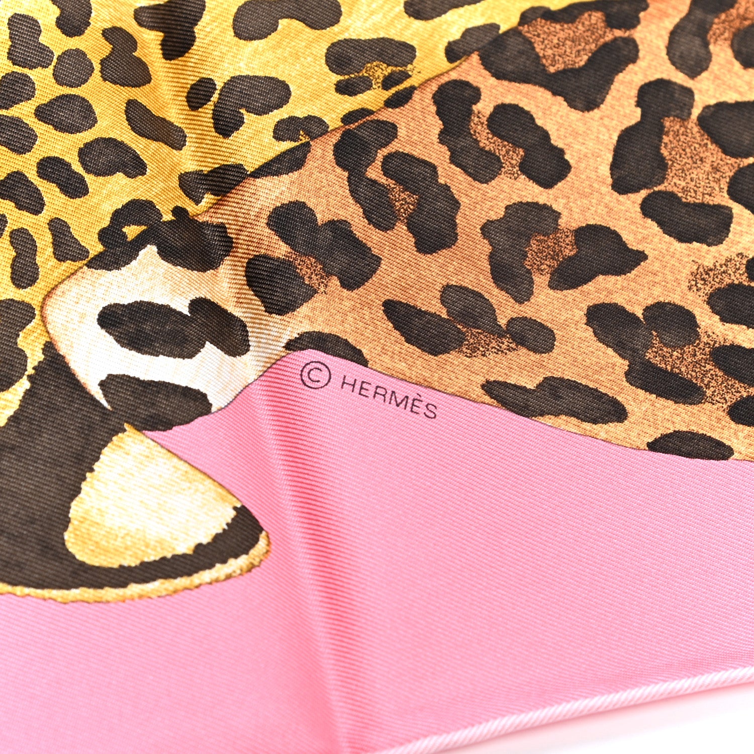 Hermes Silk Twill Lazy Leopardesses Scarf 90 Rose Vif Anthracite 3 of 5
