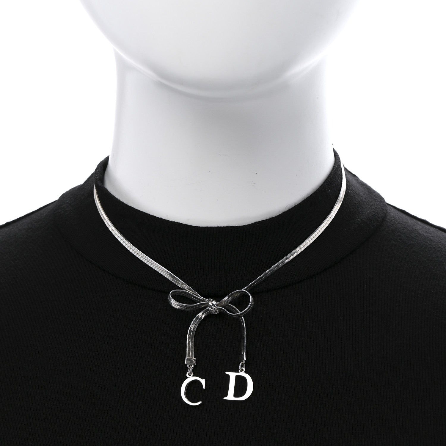 Christian Dior Bow CD Necklace Silver 1765343 – FASHIONPHILE