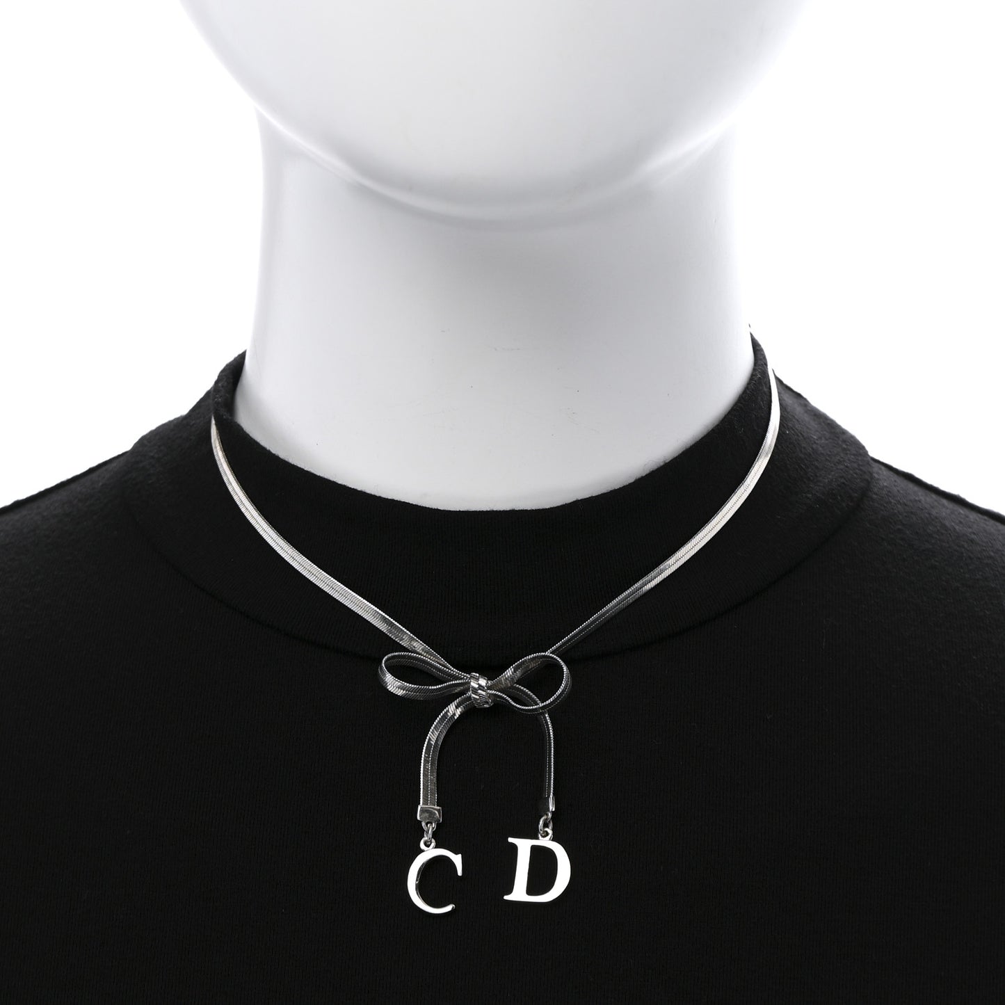 Bow CD Necklace Silver