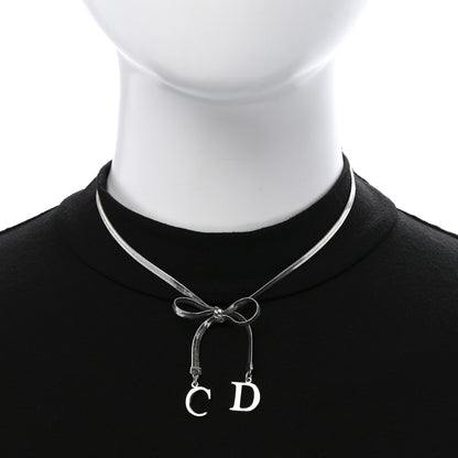 Christian Dior Bow CD Necklace Silver 2 of 6