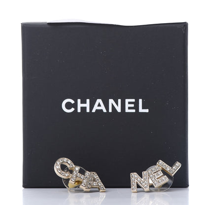 Chanel Crystal Pearl Signature Stud Earrings Gold 5 of 5