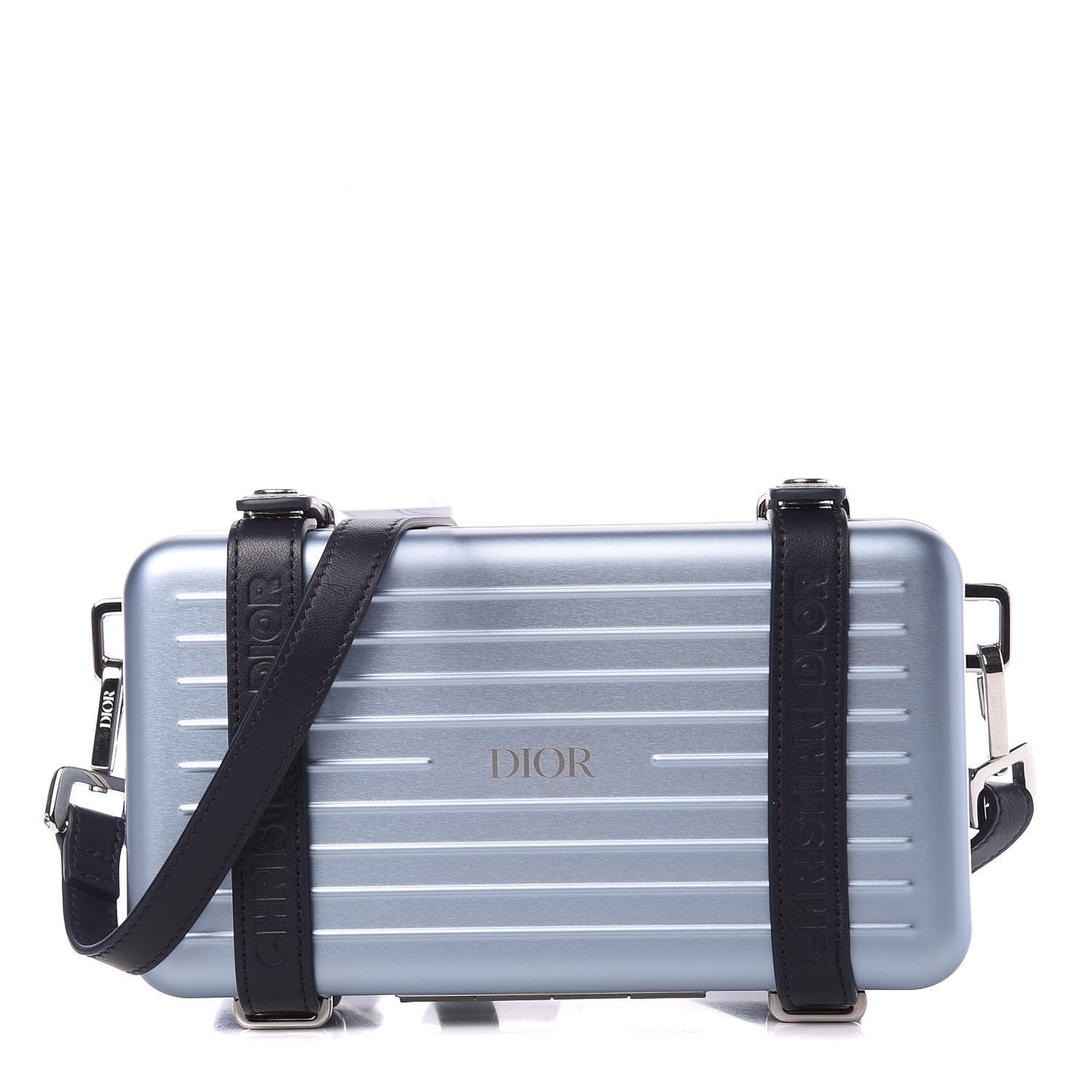 X RIMOWA Aluminum Personal Clutch On Strap Bleu