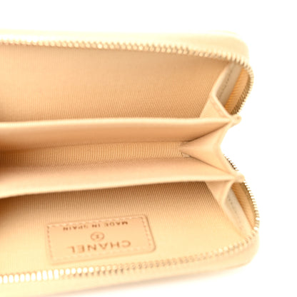 Chanel Caviar Quilted Zip Around Coin Purse Beige 5 of 8
