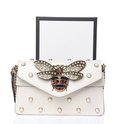 Gucci Nappa Pearl Studded Mini Queen Margaret Broadway Shoulder Bag Mystic White 9 of 9