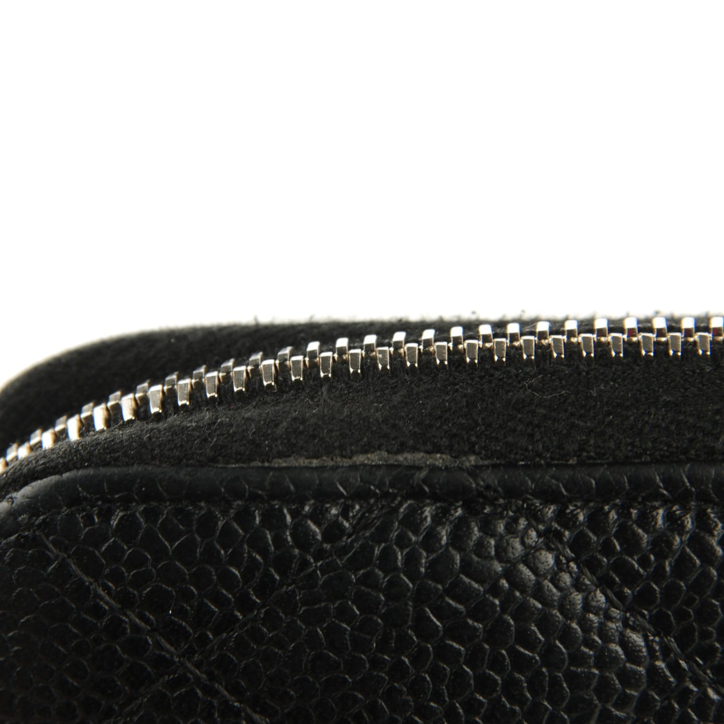 Caviar Quilted Large Gusset Zip Around Wallet Black