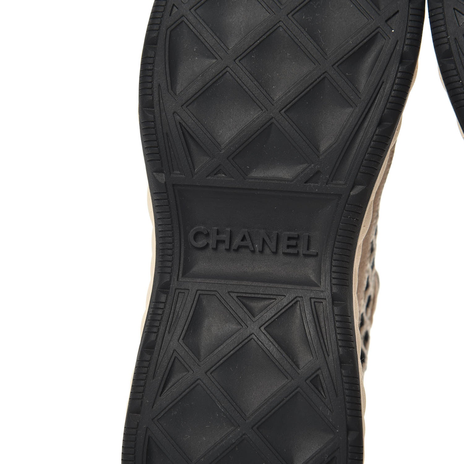 Chanel Suede Calfskin Embroidered CC Sneakers 38 Beige Black 6 of 9