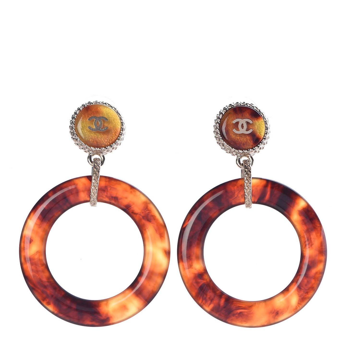 Resin CC Drop Earrings Tortoise Gold