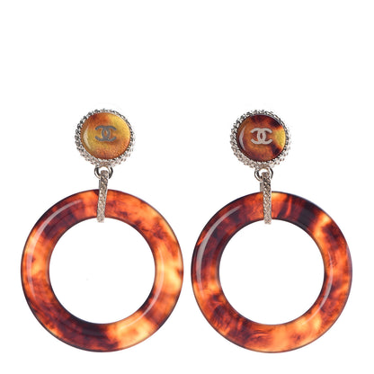 Chanel Resin CC Drop Earrings Tortoise Gold 1 of 5