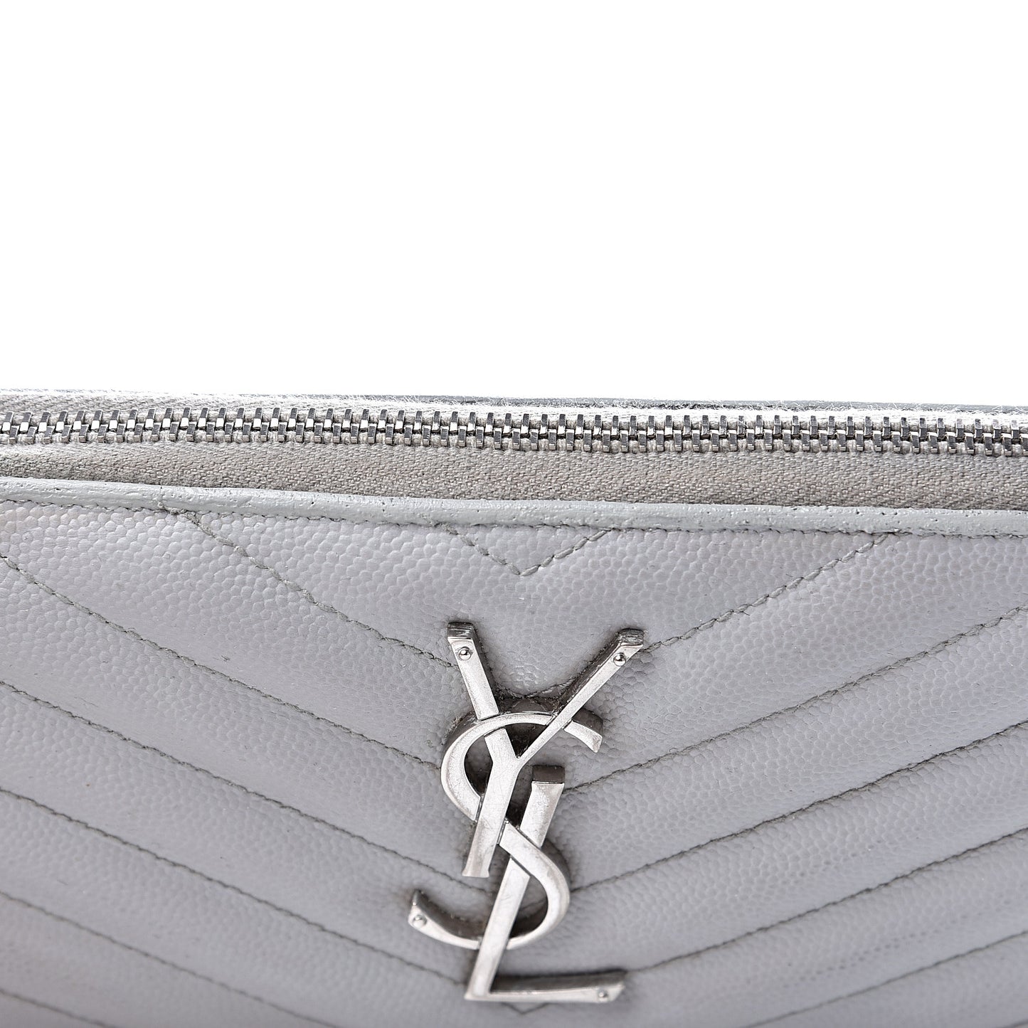 Grain De Poudre Matelasse Chevron Monogram Zip Around Wallet Granite
