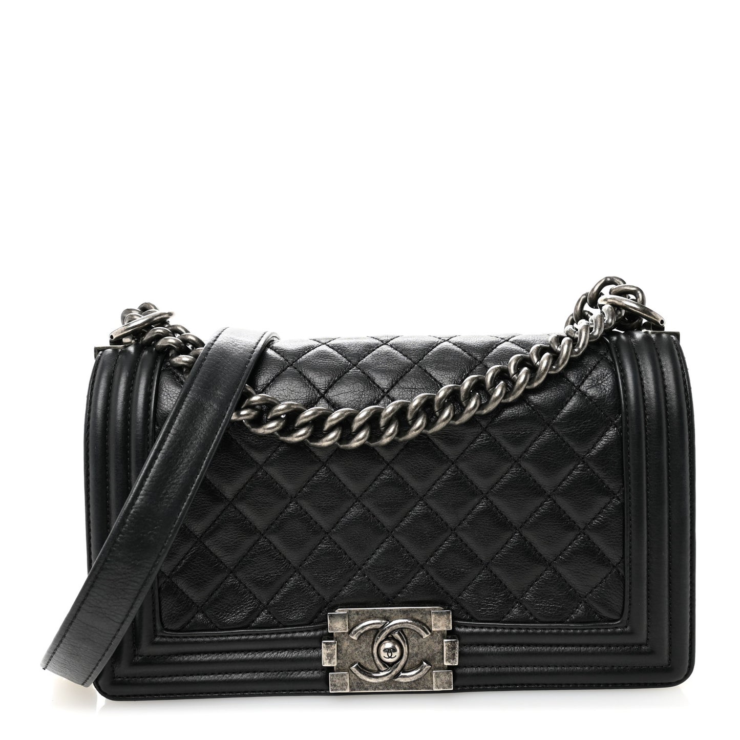 Calfskin Quilted Medium Boy Flap Black