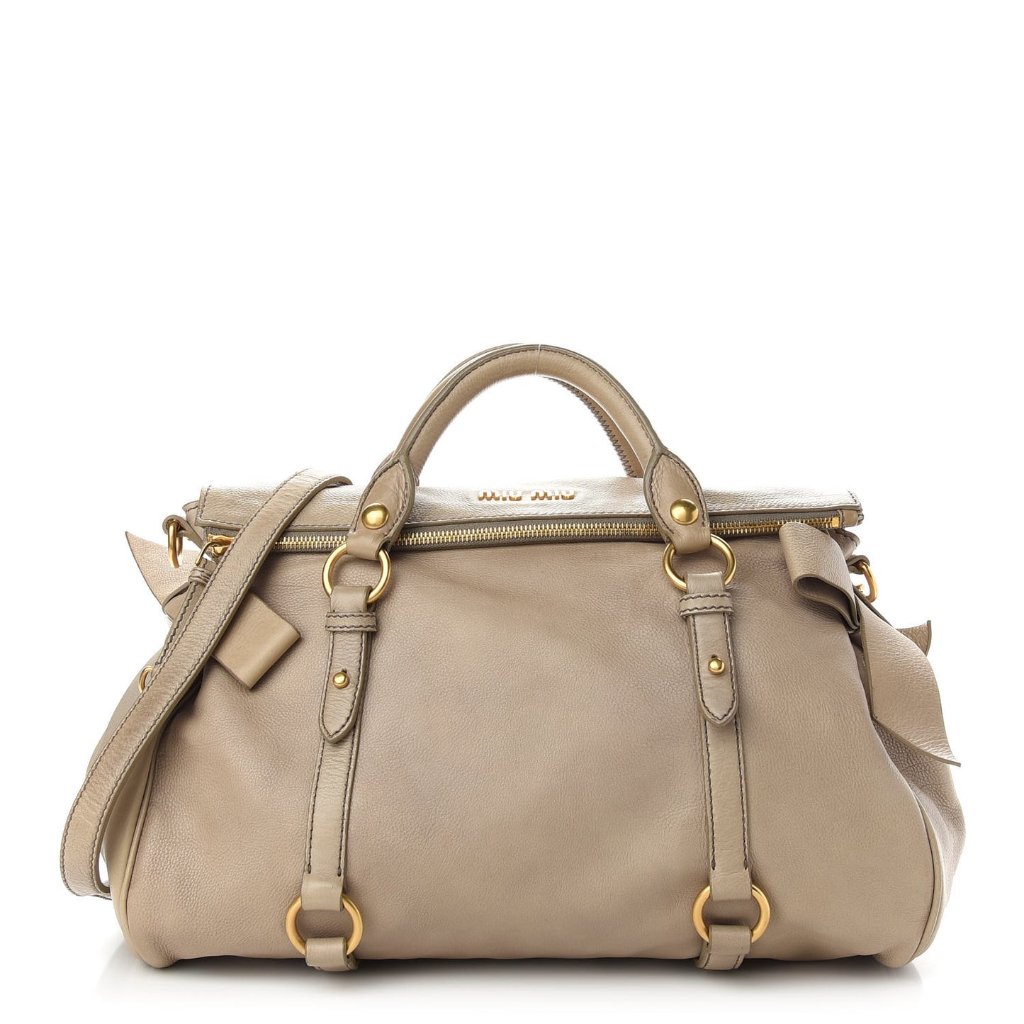 Vitello Lux Medium Bow Bag Alluminio