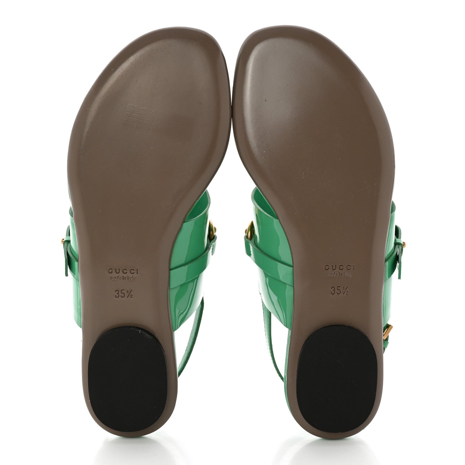 Gucci Nappa Vernice Crystal Ursula Thong Sandals 35.5 Jasmine Green 5 of 15