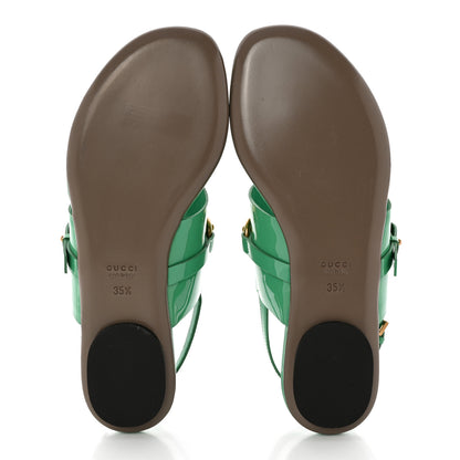 Gucci Nappa Vernice Crystal Ursula Thong Sandals 35.5 Jasmine Green 5 of 15