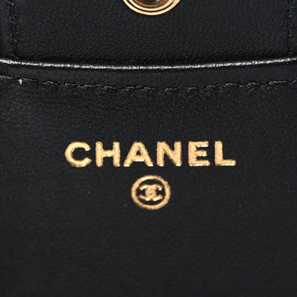 Chanel Lambskin Quilted Top Handle Flap Coin Purse With Chain Black 7 of 11