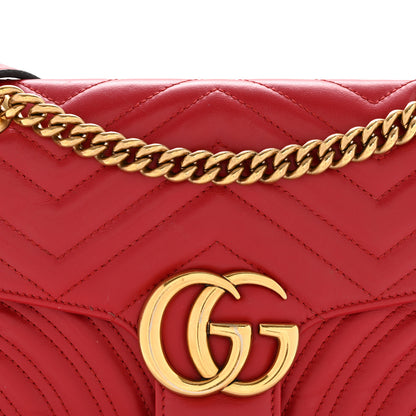 Gucci Calfskin Matelasse Small GG Marmont Shoulder Bag Hibiscus Red 8 of 15
