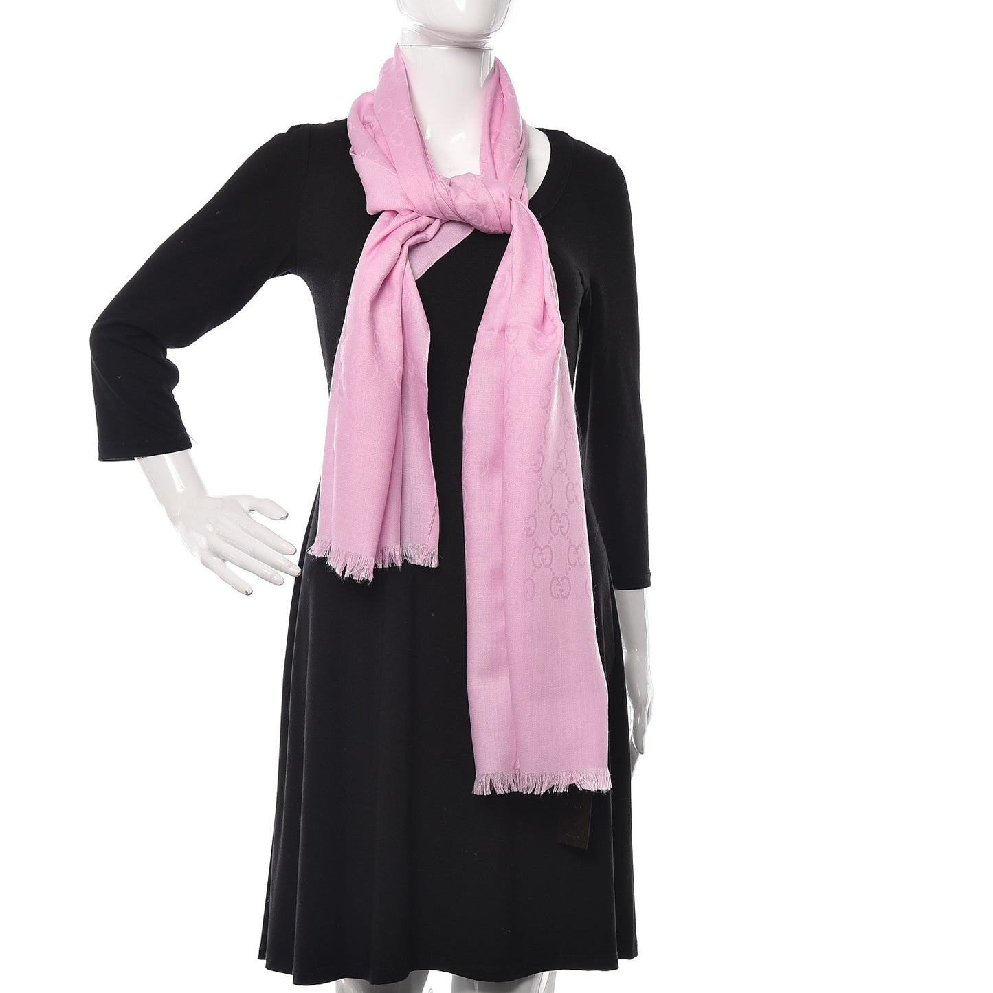 Wool Silk GG Monogram GGNat Scarf Rose