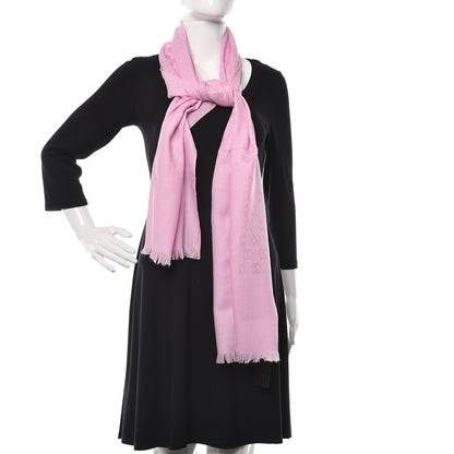 Gucci Wool Silk GG Monogram GGNat Scarf Rose 2 of 4