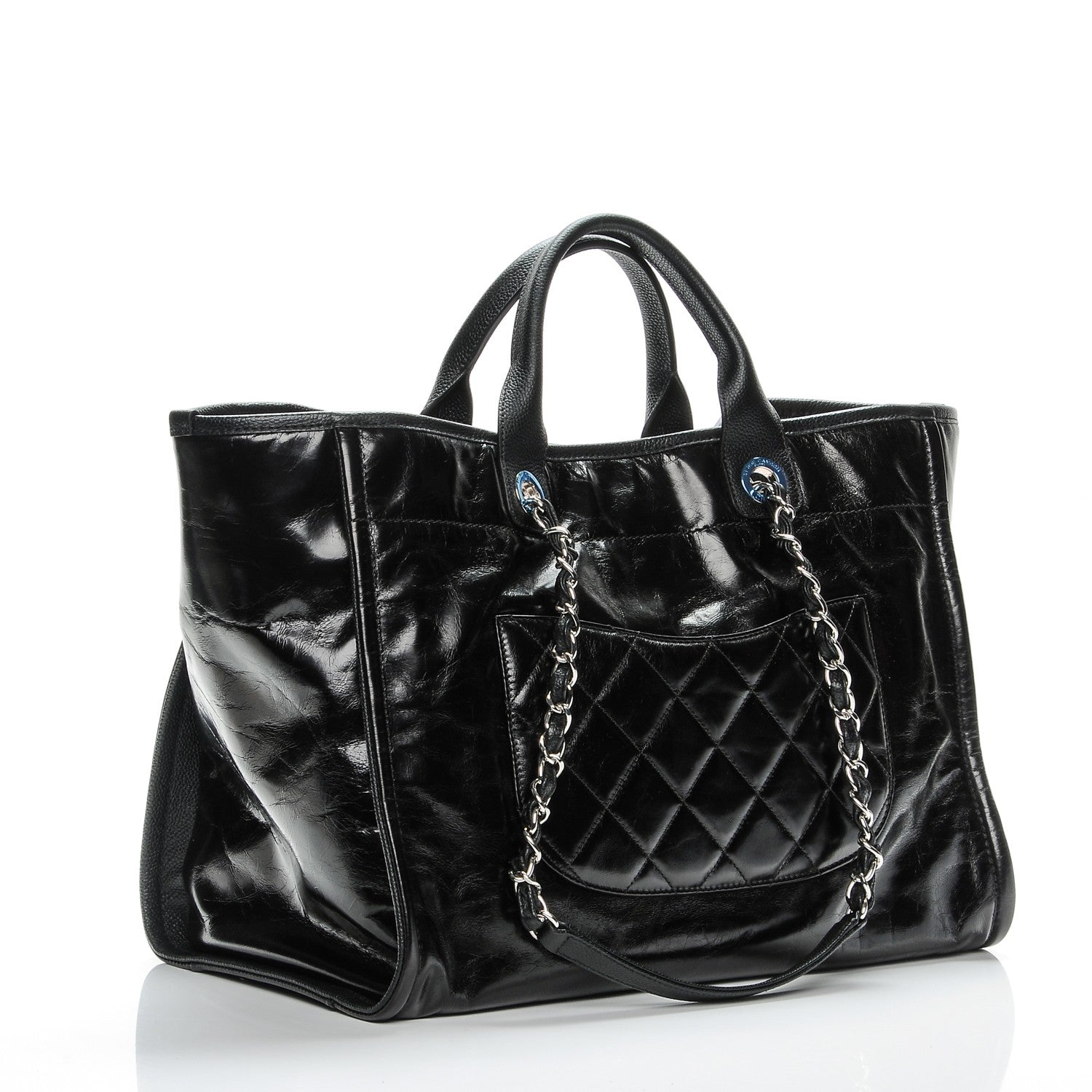 Chanel Glazed Calfskin Large Deauville Tote Black 3 of 7