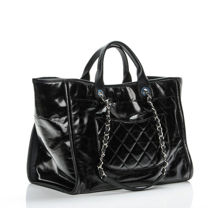 Chanel Glazed Calfskin Large Deauville Tote Black 3 of 7