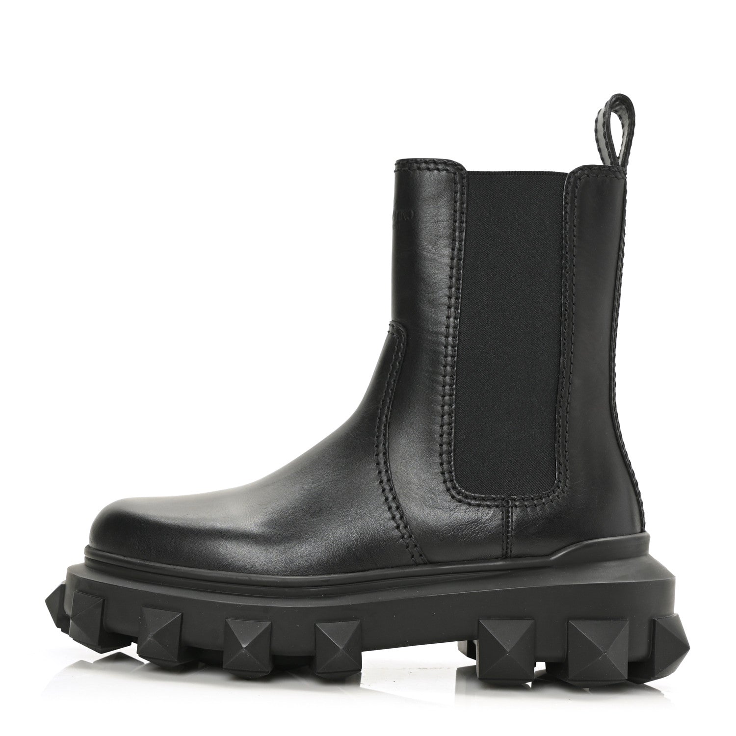 Valentino Garavani Calfskin Womens Trackstud Beatle Chelsea 45/55mm Ankle Boots 38 Black 1 of 7