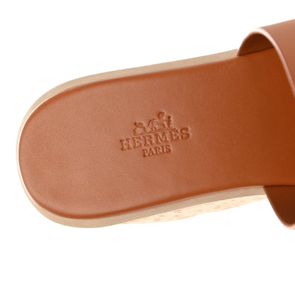 Hermes Calfskin Cork Eze 30 Sandals 37 Marron Glaise 7 of 7
